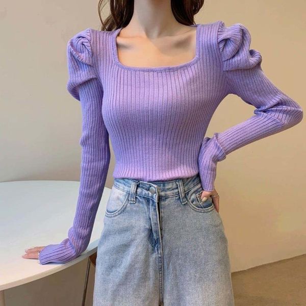 women's sweaters jchb vintage puff long sleeve square collar knitted sweater pullovers girls solid stretchy streetwear knitwear for wo, White;black
women's sweaters jchb vintage puff long sleeve square collar knitted sweater pullovers girls solid stretchy streetwear knitwear for wo, White;black