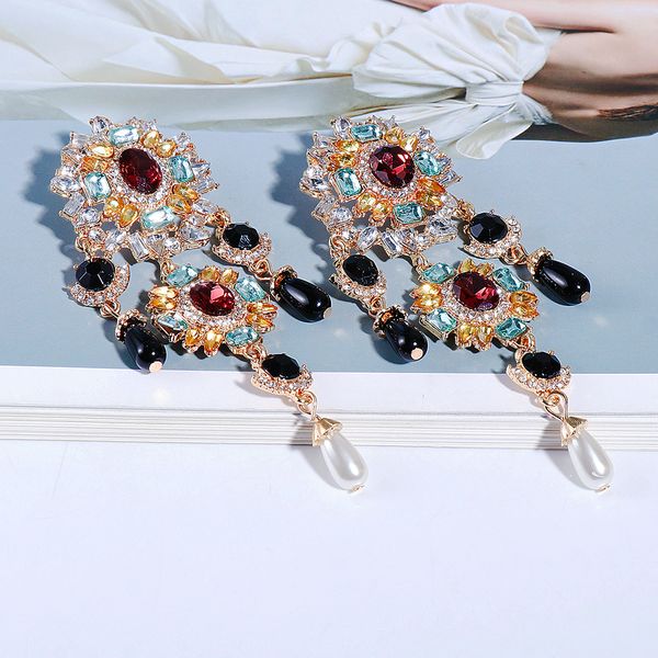 bohemian vintage metal colorful crystals dangle drop earrings hanging pearls fine rhinestone jewelry accessories for women, Silver
bohemian vintage metal colorful crystals dangle drop earrings hanging pearls fine rhinestone jewelry accessories for women, Silver