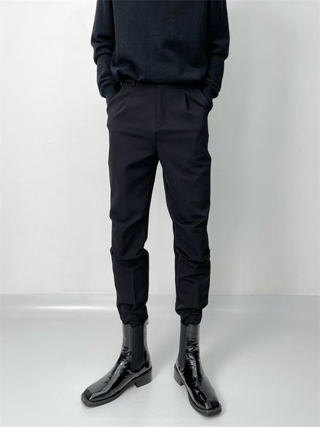men's pants urban youth fashion trend casual korean version personality knee pleat design large size slim trousers, Black
men's pants urban youth fashion trend casual korean version personality knee pleat design large size slim trousers, Black