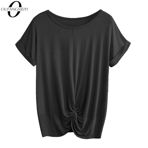 women's t-shirt summer brief loose designed knot soft t shirt casual solid color fahion o neck et052, White
women's t-shirt summer brief loose designed knot soft t shirt casual solid color fahion o neck et052, White