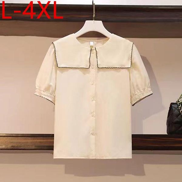 women's blouses & shirts plus size l-4xl fashion women short sleeves solid shirt 2021 summer sailor collar female womens casual, White
women's blouses & shirts plus size l-4xl fashion women short sleeves solid shirt 2021 summer sailor collar female womens casual, White