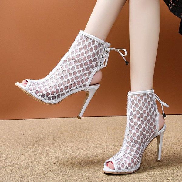 summer fine-heeled high-heeled fish mouth mesh yarn laced fashion sandals female, Black
summer fine-heeled high-heeled fish mouth mesh yarn laced fashion sandals female, Black