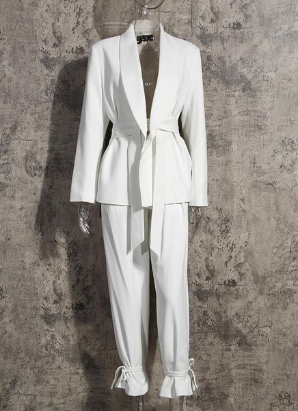 women elegant fashion work office bussiness suit two piece women's pants, White
women elegant fashion work office bussiness suit two piece women's pants, White