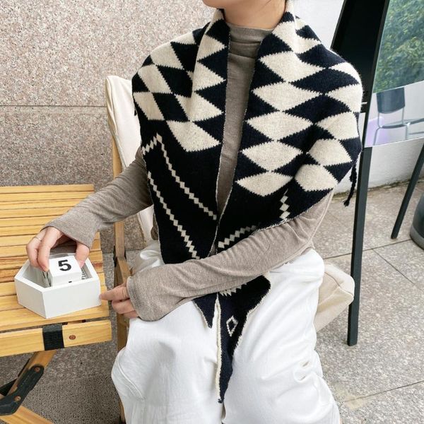 scarves triangular knitted imitate wool scarf multifunction warm tassel cashmere shawl wrap, Blue;gray
scarves triangular knitted imitate wool scarf multifunction warm tassel cashmere shawl wrap, Blue;gray