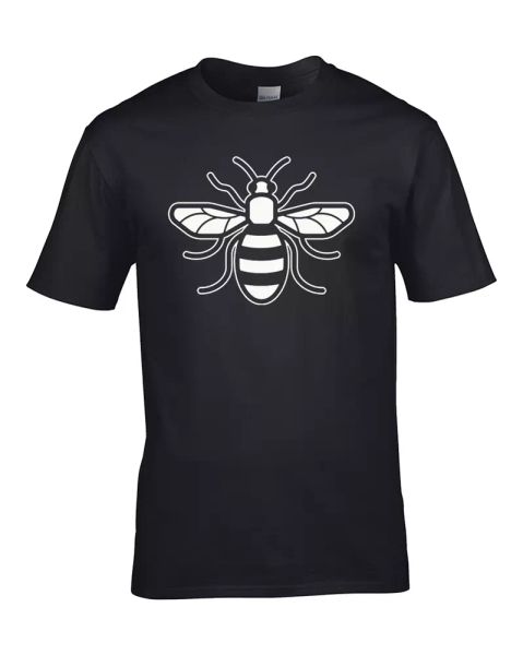 manchester bee- historic working class worker bee icon men's tshirt, White;black 
manchester bee- historic working class worker bee icon men's tshirt, White;black