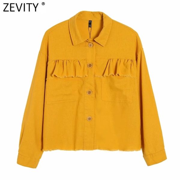 women vintage cascading ruffle pockets patch yellow shirt coat female long sleeve single breasted jacket chic ct700 210420, Black;brown
women vintage cascading ruffle pockets patch yellow shirt coat female long sleeve single breasted jacket chic ct700 210420, Black;brown