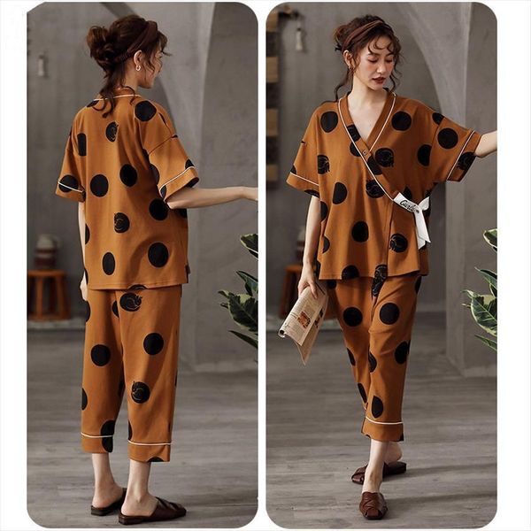 pajamas set japanese style womens sleepwears kimono dot print summer leisure loose cotton yukata female homewear nightgown, Black;red
pajamas set japanese style womens sleepwears kimono dot print summer leisure loose cotton yukata female homewear nightgown, Black;red