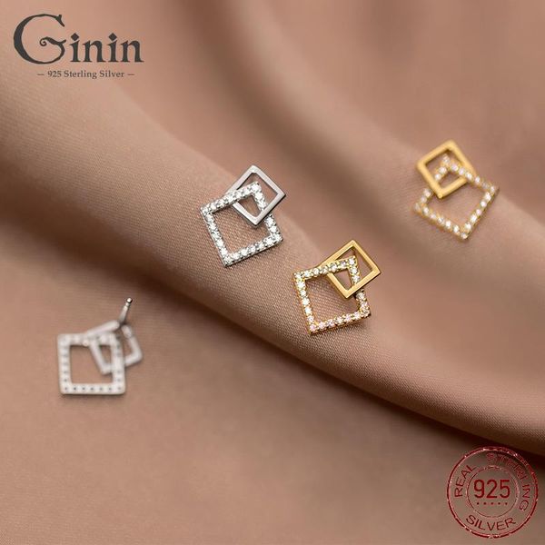 ginin shiny zircon hollow square geometric 925 sterling silver stud earrings for women french elegance sweet jewelry, Golden;silver
ginin shiny zircon hollow square geometric 925 sterling silver stud earrings for women french elegance sweet jewelry, Golden;silver