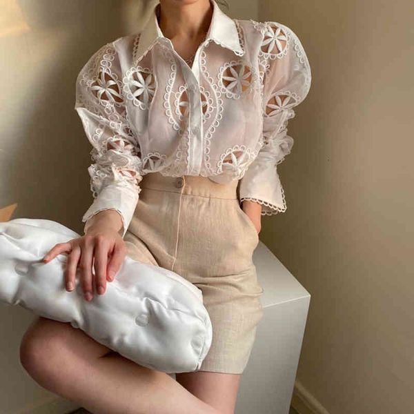 women's knits & tees retro style women's long sleeve shirt, solid color with lapel, heavy workmanship, hollow temperament ifyg, White
women's knits & tees retro style women's long sleeve shirt, solid color with lapel, heavy workmanship, hollow temperament ifyg, White