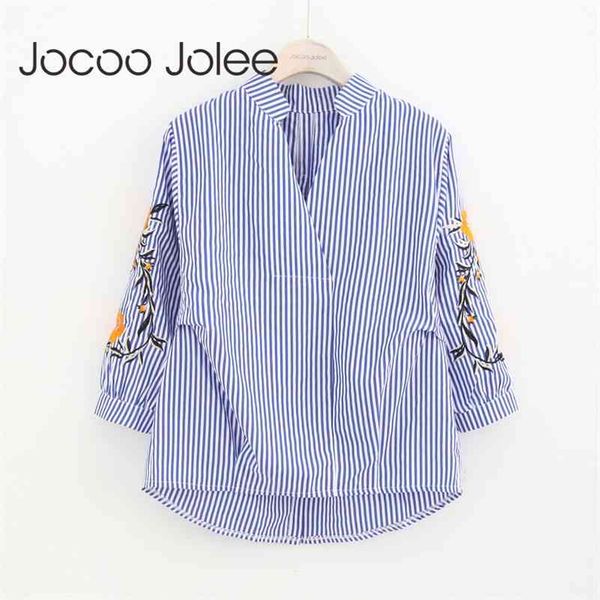 casual striped blouse vintage embroidery design long sleeves v-neck collar women shirts winter arrivals 210416, White
casual striped blouse vintage embroidery design long sleeves v-neck collar women shirts winter arrivals 210416, White