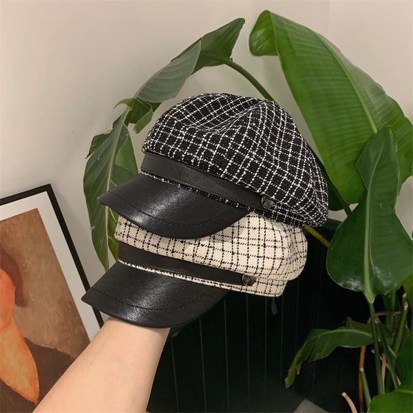stingy brim hats 202107-moh autumn british style plaid pu ribbon leisure octagonal hat men women visors cap, Blue;gray
stingy brim hats 202107-moh autumn british style plaid pu ribbon leisure octagonal hat men women visors cap, Blue;gray