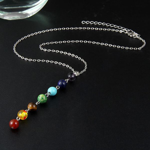 silver simple style 7 chakra multicolor natural stone beads pendant necklace long chain for women charm collier collares yoga jewelry
silver simple style 7 chakra multicolor natural stone beads pendant necklace long chain for women charm collier collares yoga jewelry