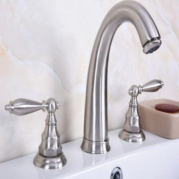 bathroom sink faucets deck mounted 3 holes bath tub mixer tap brushed nickel brass widespread 2 handles basin faucet abn015
bathroom sink faucets deck mounted 3 holes bath tub mixer tap brushed nickel brass widespread 2 handles basin faucet abn015