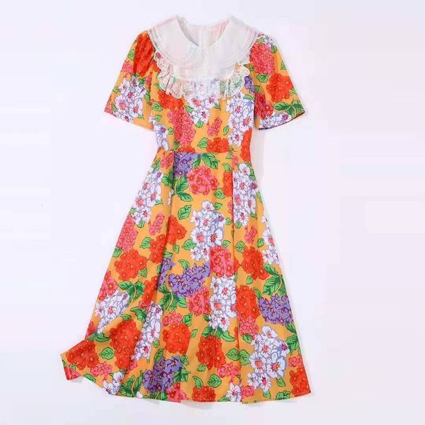 casual dresses european and american women's wear for spring with short sleeves round collar floral print fashion pleated orange dress, Black;gray
casual dresses european and american women's wear for spring with short sleeves round collar floral print fashion pleated orange dress, Black;gray