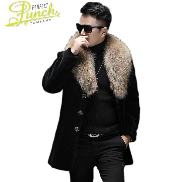 men's leather & faux jacket real winter sheep shearling coats raccoon fur collar wool coat plus size chaqueta hombre my1764, Black
men's leather & faux jacket real winter sheep shearling coats raccoon fur collar wool coat plus size chaqueta hombre my1764, Black