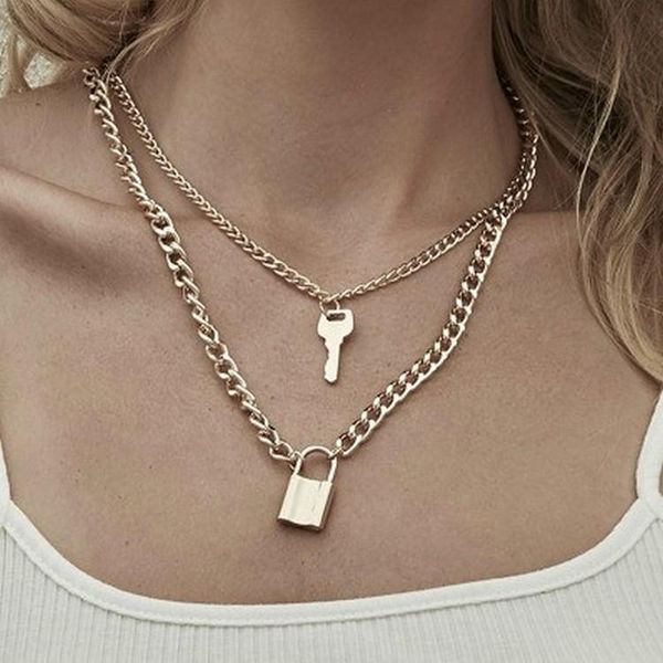 pendant necklaces creative fashion gothic necklace geometric wild retro multi-level key chain lock women neck jewelry, Silver
pendant necklaces creative fashion gothic necklace geometric wild retro multi-level key chain lock women neck jewelry, Silver