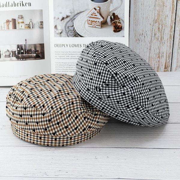 berets women's hat sweet and fashionable early autumn thin love plaid beret female japanese retro wild octagonal tide, Blue;gray
berets women's hat sweet and fashionable early autumn thin love plaid beret female japanese retro wild octagonal tide, Blue;gray