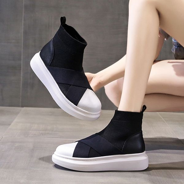 breathable socks shoes women short elastic mid heel flats women's ankle boots, Black
breathable socks shoes women short elastic mid heel flats women's ankle boots, Black