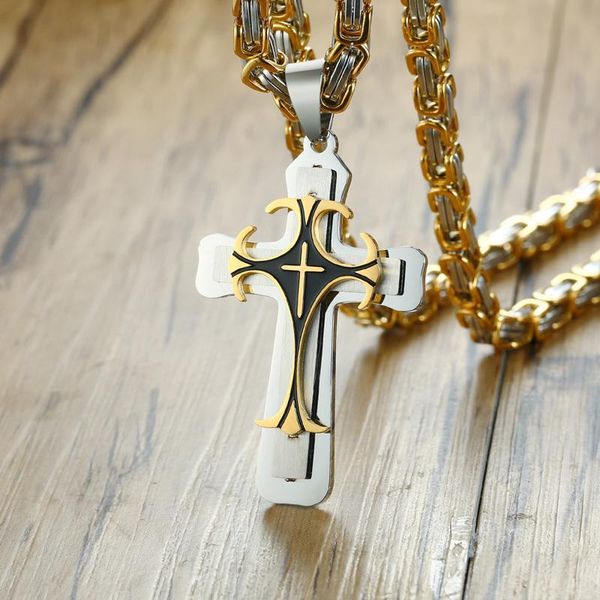 cross necklace for men byzantine gold silve stainless steel chain catholic crucifix pendant male punk rock ornaments necklaces, Silver
cross necklace for men byzantine gold silve stainless steel chain catholic crucifix pendant male punk rock ornaments necklaces, Silver