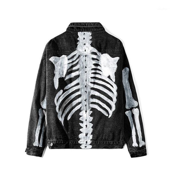 streetstyle denim jacket men women fashion hip hop skeleton bone pattern cowboy clothing 2021 spring autumn jean men's jackets, Black;brown
streetstyle denim jacket men women fashion hip hop skeleton bone pattern cowboy clothing 2021 spring autumn jean men's jackets, Black;brown