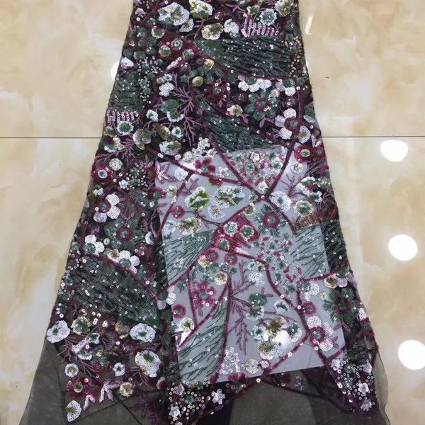 ribbon delicate charming african french lace fabric with sequins latest tulle for wedding fabri ts9155, Pink;blue