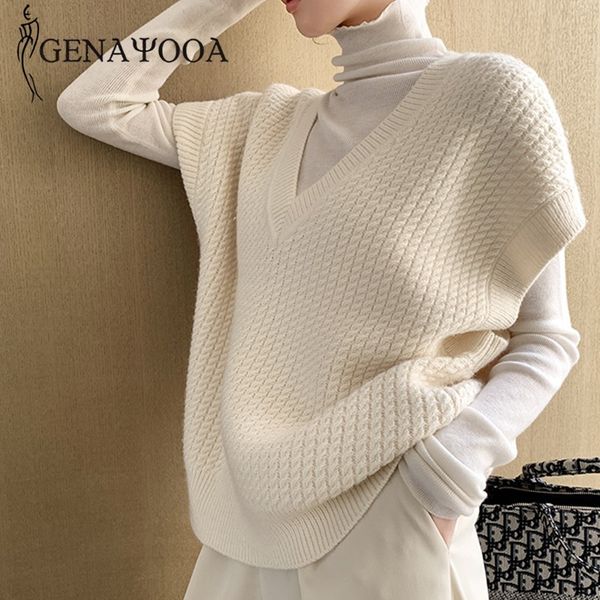 genayooa solid knitted vest vintage soft v neck pullover loose sleeveless sweater female korean fashion autumn winter 210417, Black;white
genayooa solid knitted vest vintage soft v neck pullover loose sleeveless sweater female korean fashion autumn winter 210417, Black;white