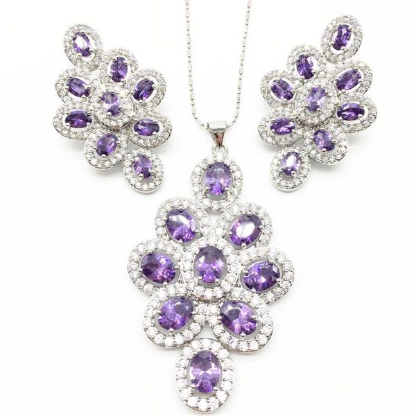earrings & necklace cubic zirconia silver 925 jewelry sets for women purple big cz created pendant and earring ladies
earrings & necklace cubic zirconia silver 925 jewelry sets for women purple big cz created pendant and earring ladies