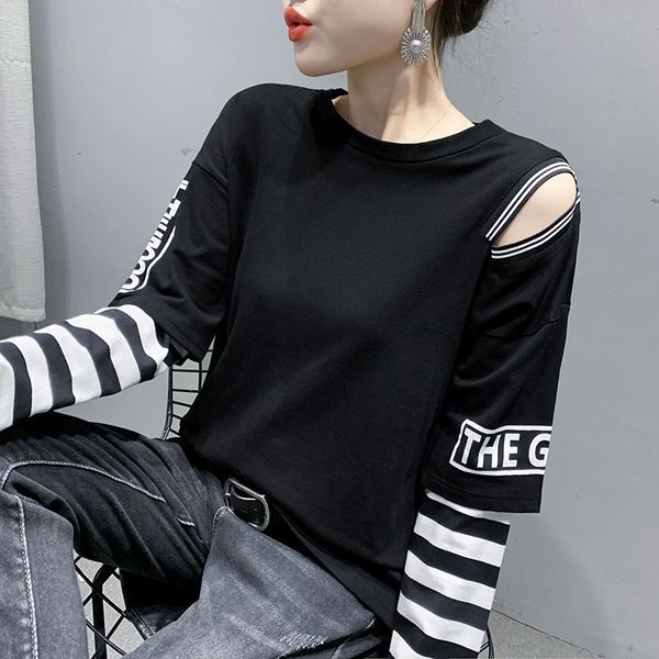 t shirt autumn 2021 long sleeve women's wear loose and versatile fake two piece base coat design feeling color contrast fashion, White
t shirt autumn 2021 long sleeve women's wear loose and versatile fake two piece base coat design feeling color contrast fashion, White