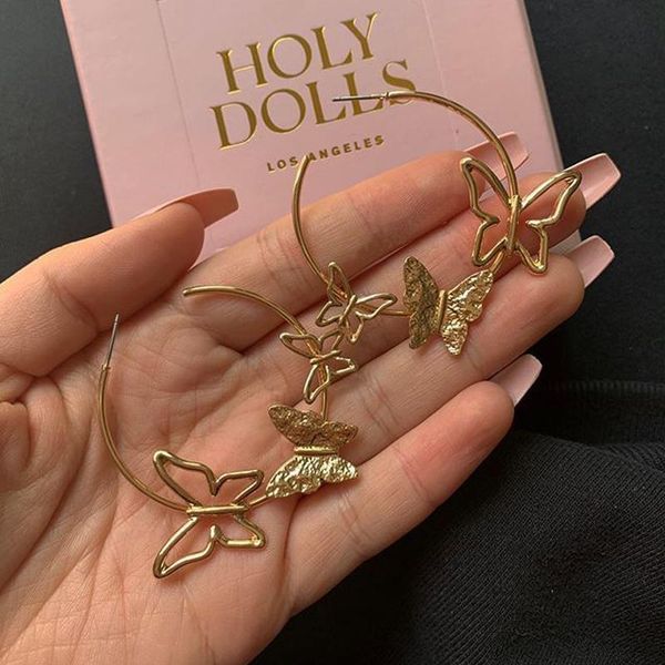 hoop & huggie butterfly big earring gold color hollow out circle earrings for women girls round jewelry valentine's day gift, Golden;silver
hoop & huggie butterfly big earring gold color hollow out circle earrings for women girls round jewelry valentine's day gift, Golden;silver