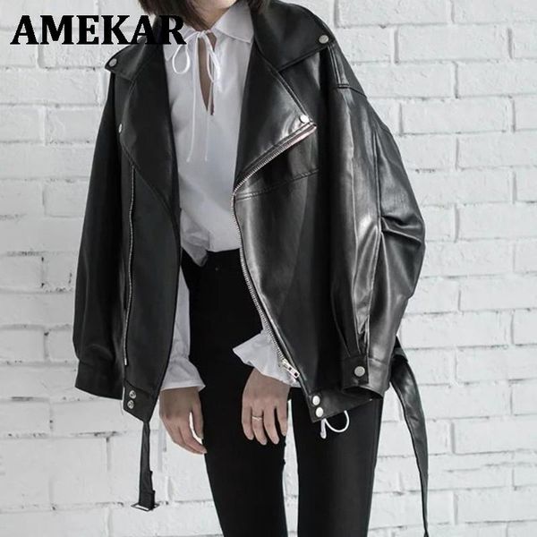 2021 spring black pu leather loose turn-down collar zipper fashion women's wild jacket jackets, Black;brown
2021 spring black pu leather loose turn-down collar zipper fashion women's wild jacket jackets, Black;brown
