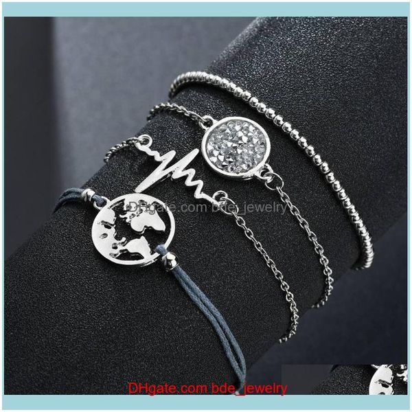 link, jewelrylink, chain vintage sier color map crystal stone charm bracelets set for women fashion beads multilayer bracelet party jewelry, Black
link, jewelrylink, chain vintage sier color map crystal stone charm bracelets set for women fashion beads multilayer bracelet party jewelry, Black