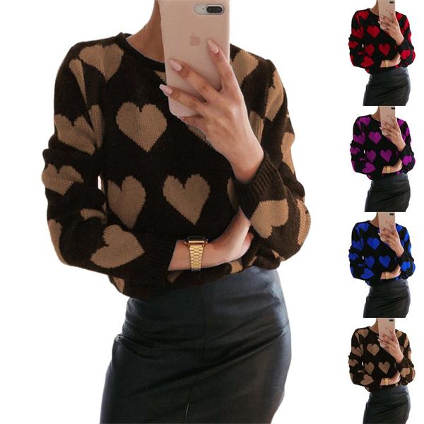 women's sweaters women heart printed knitted sweater warm pullover jumper long sleeve for fall fashion, White;black
women's sweaters women heart printed knitted sweater warm pullover jumper long sleeve for fall fashion, White;black