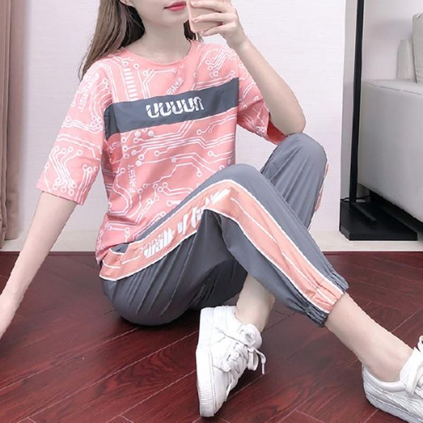 women's two piece pants 2021 summer fashion women sets loose o neck short sleeve t-shirt + elastic waist long trousers casual sports su, White
women's two piece pants 2021 summer fashion women sets loose o neck short sleeve t-shirt + elastic waist long trousers casual sports su, White