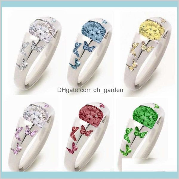 band rings drop delivery 2021 6 colors delicate butterfly ring for women single cubic zirconia mosaic wedding anniversary fine gift fashion, Silver
band rings drop delivery 2021 6 colors delicate butterfly ring for women single cubic zirconia mosaic wedding anniversary fine gift fashion, Silver