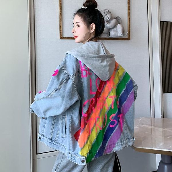women's jackets jacket loose hip hop trend color painting splash ink casual printing denim coat, Black;brown
women's jackets jacket loose hip hop trend color painting splash ink casual printing denim coat, Black;brown