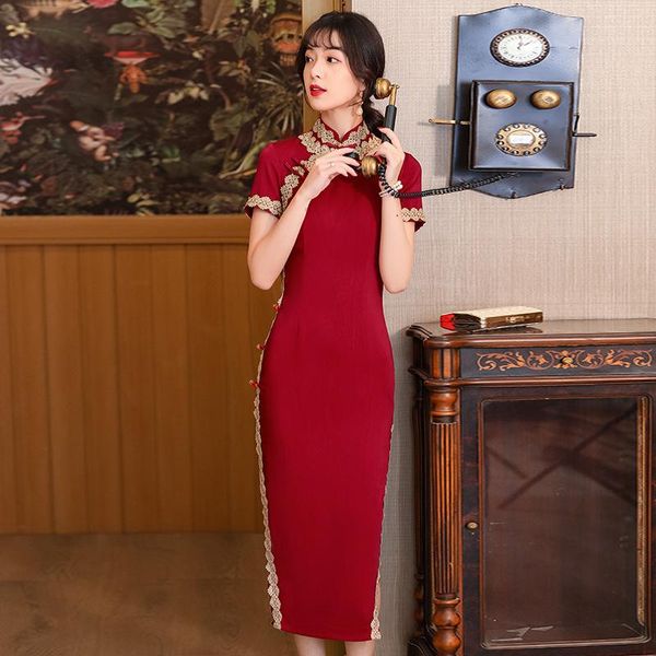 ethnic clothing satin lady high split slim cheongsam vintage button qipao red bride wedding party dress gown lace mandarin collar vesti
ethnic clothing satin lady high split slim cheongsam vintage button qipao red bride wedding party dress gown lace mandarin collar vesti
