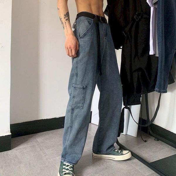men's jeans men loose straight leg pants teenager casual clothes hip hop wide long retro all-match feet fall feeling denim, Blue
men's jeans men loose straight leg pants teenager casual clothes hip hop wide long retro all-match feet fall feeling denim, Blue