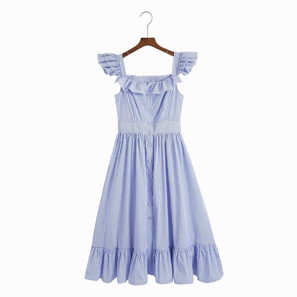 women striped dress summer fashion frill sleeve modern lady sundress 210602, Black;gray
women striped dress summer fashion frill sleeve modern lady sundress 210602, Black;gray