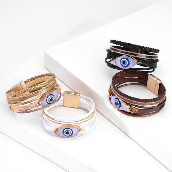 charm bracelets stylish ethnic bohemia wide multilayer pu leather evil eye for women magnet wristband bangle gift wholesale, Golden;silver
charm bracelets stylish ethnic bohemia wide multilayer pu leather evil eye for women magnet wristband bangle gift wholesale, Golden;silver