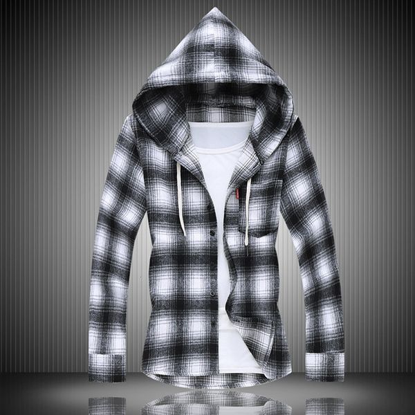 men's casual shirts men plaid print loose hoodie removable long sleeve shirt hawaiian camisa social masculina plus size chemise homme s, White;black
men's casual shirts men plaid print loose hoodie removable long sleeve shirt hawaiian camisa social masculina plus size chemise homme s, White;black