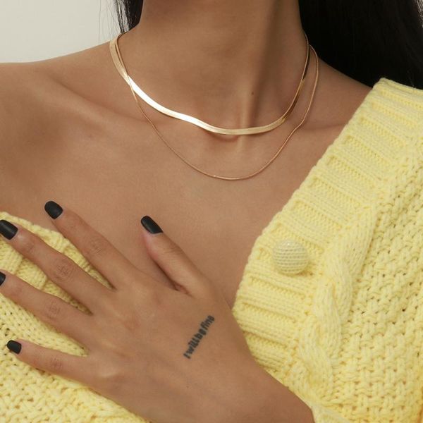 chokers multi layered flat blade snake link chain choker necklace women vintage jewelry metal simple gold color collares, Golden;silver
chokers multi layered flat blade snake link chain choker necklace women vintage jewelry metal simple gold color collares, Golden;silver