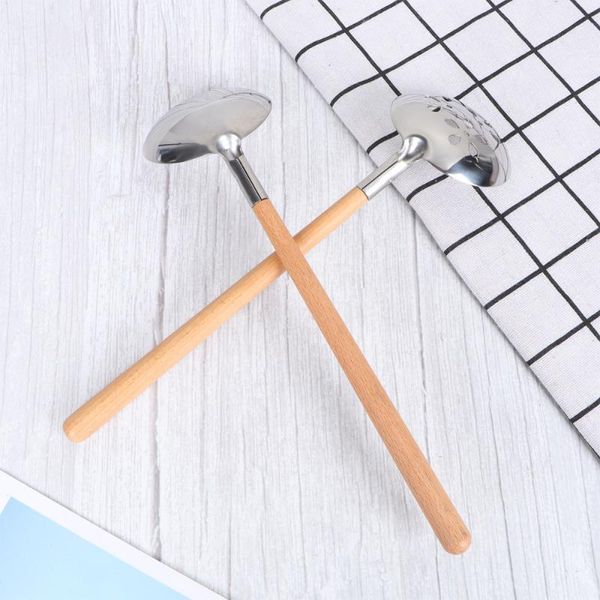 spoons 2pcs stainless steel soup long wood handle spoon serving scoop kitchen utensil for home restaurant (soup spoon+colander)
spoons 2pcs stainless steel soup long wood handle spoon serving scoop kitchen utensil for home restaurant (soup spoon+colander)