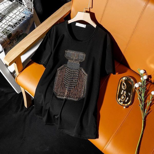 summer street style european womens t shirts extra large size 120kg diamonds perfume bottle pattern short sleeve shirt women loose, White
summer street style european womens t shirts extra large size 120kg diamonds perfume bottle pattern short sleeve shirt women loose, White