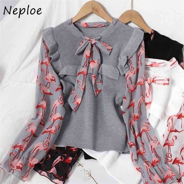 neploe panelled fungus knitted patchwork women sweaters chic print chiffon drawstring bow pullovers sweet preppy style 210423, White;black
neploe panelled fungus knitted patchwork women sweaters chic print chiffon drawstring bow pullovers sweet preppy style 210423, White;black