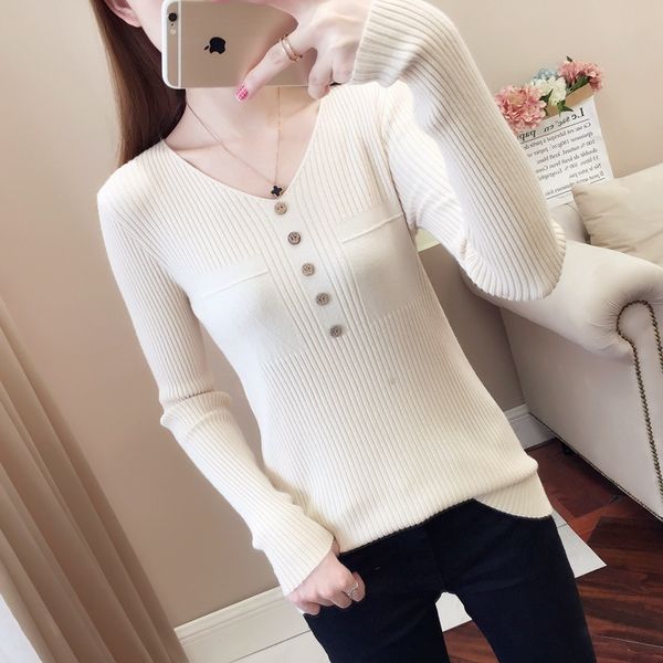 winter v-neck knitted sweater women's button long sleeve bottom blouses shirt 8 color knitted sweaters 70d6 210420, White;black
winter v-neck knitted sweater women's button long sleeve bottom blouses shirt 8 color knitted sweaters 70d6 210420, White;black