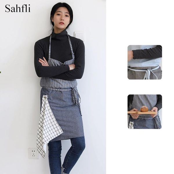 aprons japanese version of the kitchen sleeveless apron striped splicing hanging towel decoration with small pocket neck design
aprons japanese version of the kitchen sleeveless apron striped splicing hanging towel decoration with small pocket neck design