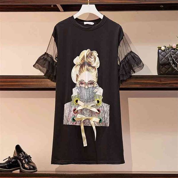 plus size women's t-shirt fashion streetwear spectacles girl print mesh patchwork flare sleeve dresses s-4xl 210623, Black;gray
plus size women's t-shirt fashion streetwear spectacles girl print mesh patchwork flare sleeve dresses s-4xl 210623, Black;gray
