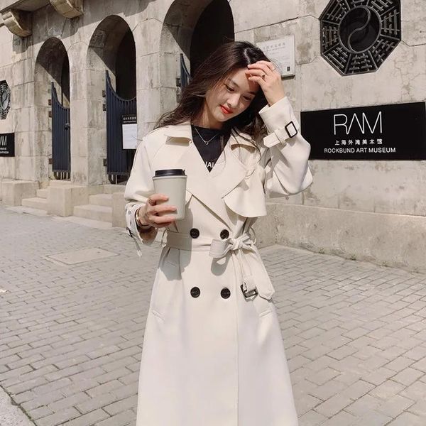 women's wool & blends windbreaker mid-length 2021 spring and autumn fashion temperament loose korean casual jacket, Black
women's wool & blends windbreaker mid-length 2021 spring and autumn fashion temperament loose korean casual jacket, Black