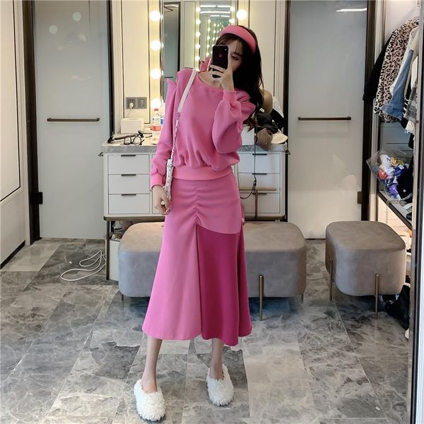 two piece dress suit female korean loose long sleeve sweater irregular stitching skirt fashion two-piece, White
two piece dress suit female korean loose long sleeve sweater irregular stitching skirt fashion two-piece, White