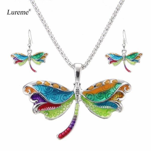earrings & necklace lureme enamel colorful animal dragonfly pendant dangle jewelry set for womens party accessories (js000691), Silver
earrings & necklace lureme enamel colorful animal dragonfly pendant dangle jewelry set for womens party accessories (js000691), Silver